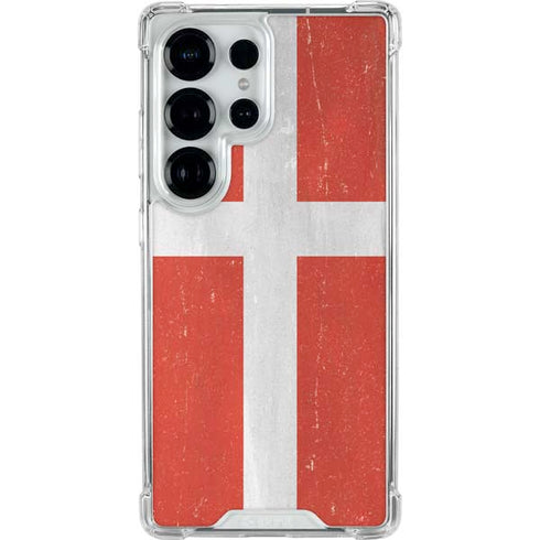 Denmark Flag Distressed Galaxy S25 Ultra Clear Case